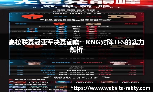 高校联赛冠亚军决赛前瞻：RNG对阵TES的实力解析